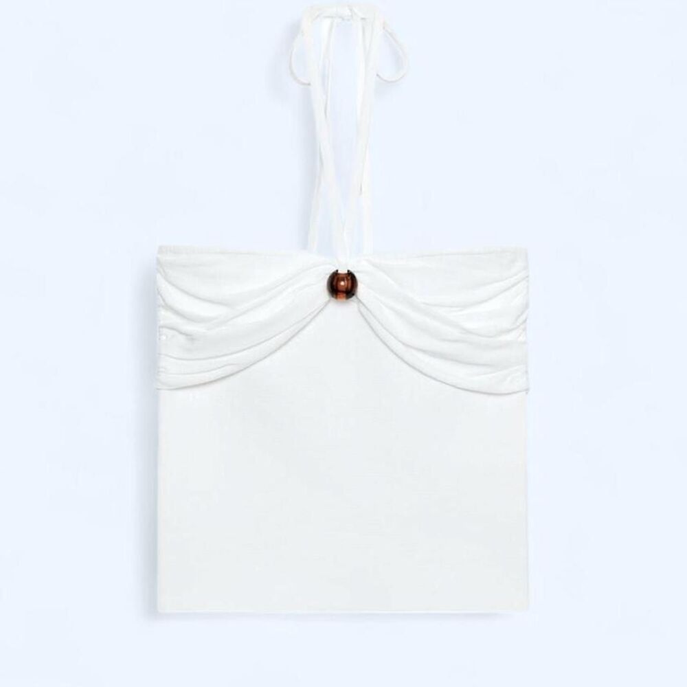 Zara Women's White Bead Halter Top – New With Tags